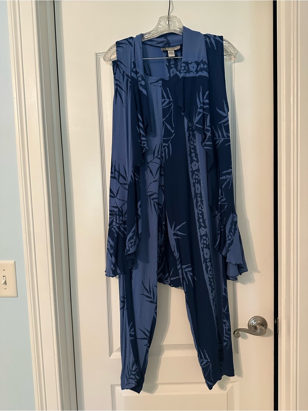Lightweight Navy Floral-Print Duster Vest